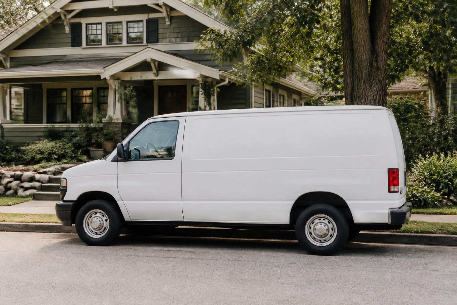 Service van parked outside an Evanston home